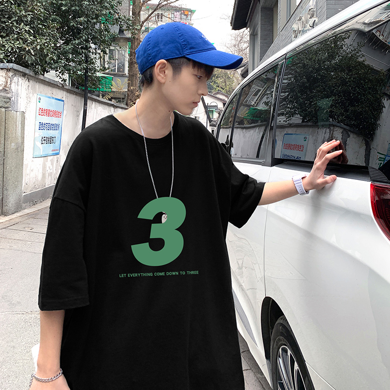 22夏季港风男士百搭休闲复古印花潮大码宽松圆领短袖T恤T6608-P15，男装T恤，星座815-2