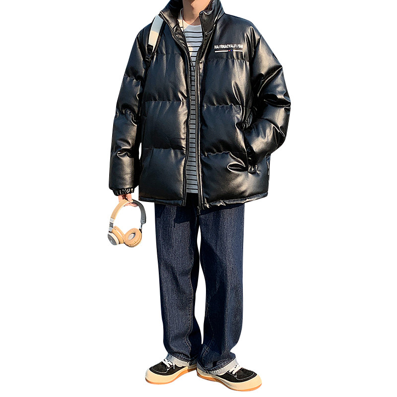 港风棉衣男PU皮棉服21年新款宽松面包服立领冬装棉袄M2102-P6105,男装棉衣,星座815-2