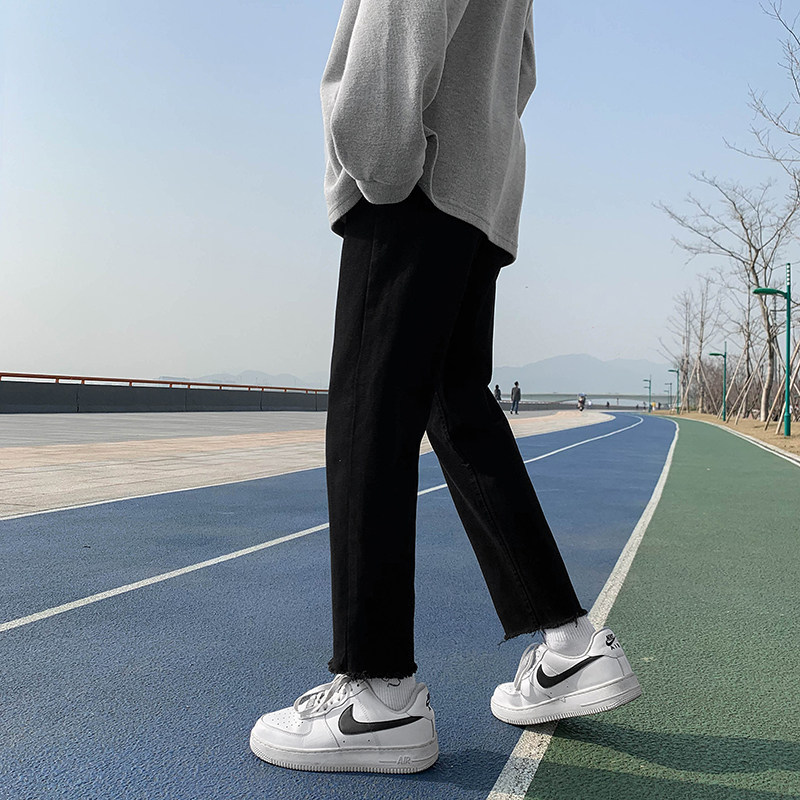 22直筒宽松毛边牛仔裤男韩版潮流裤子春夏薄款休闲九分裤G22-P38,男装牛仔裤,星座815-2