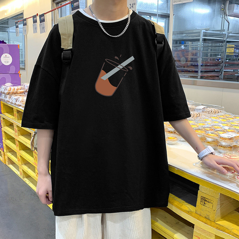 2024夏季新款短袖T恤男大码港风体恤潮牌潮流纯棉打底衫T6602-P15,男装T恤,星座815-2