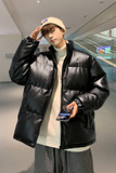 男装棉衣男PU皮棉服2023年新款宽松面包服立领冬装棉袄M2101-P105，男装棉衣，星座815-2