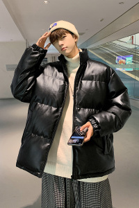 男装棉衣男PU皮棉服2023年新款宽松面包服立领冬装棉袄M2101-P105图片
