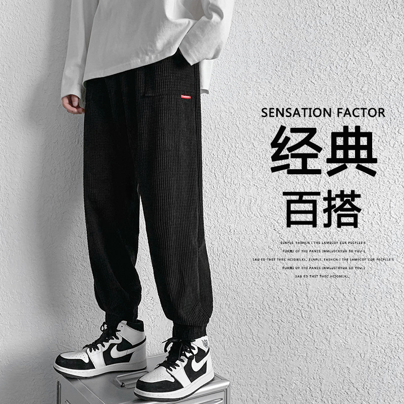2023秋季灯芯绒玉米粒束脚宽松潮流百搭基础休闲裤K8802-P35图片