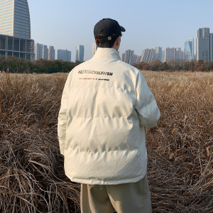 港风棉衣男PU皮棉服21年新款宽松面包服立领冬装棉袄M2102-P6105图片