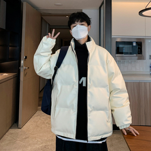 男装棉衣男PU皮棉服2023年新款宽松面包服立领冬装棉袄M2101-P105图片