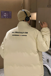 港风棉衣男PU皮棉服21年新款宽松面包服立领冬装棉袄M2102-P105图片
