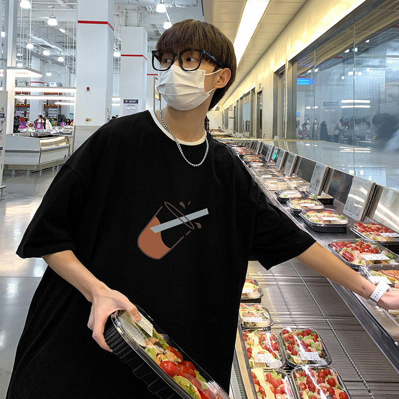 2024夏季新款短袖T恤男大码港风体恤潮牌潮流纯棉打底衫T6602-P15图片