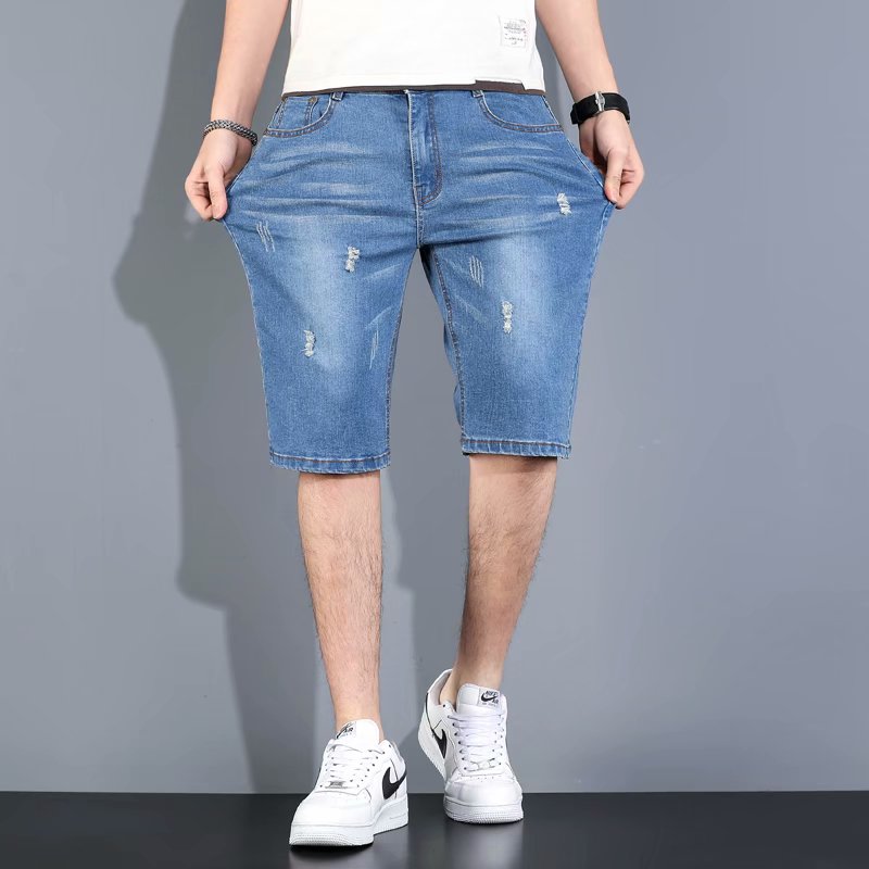 牛仔短裤男士夏季薄款新款五分裤潮牌商务韩版潮流中裤DK033-P25,男装牛仔裤,星座815-2