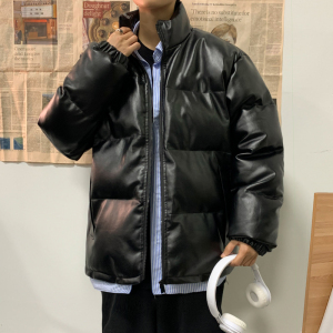 男装棉衣男PU皮棉服2023年新款宽松面包服立领冬装棉袄M2101-P105图片