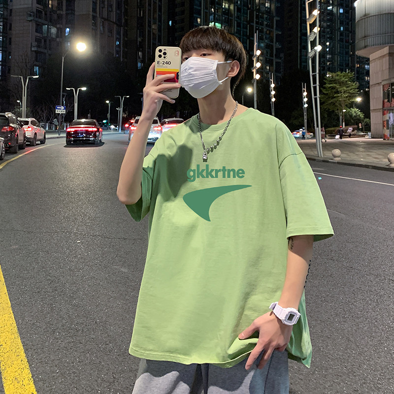 22夏季港风男士百搭休闲复古印花潮大码宽松圆领短袖T恤T6606-P15,男装T恤,星座815-2