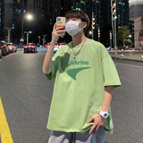 22夏季港风男士百搭休闲复古印花潮大码宽松圆领短袖T恤T6606-P15，男装T恤，星座815-2