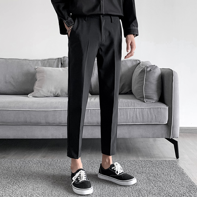 Small trousers men's Hong Kong Style Capris sagging trousers casual small legged pants Korean fashion slim pants