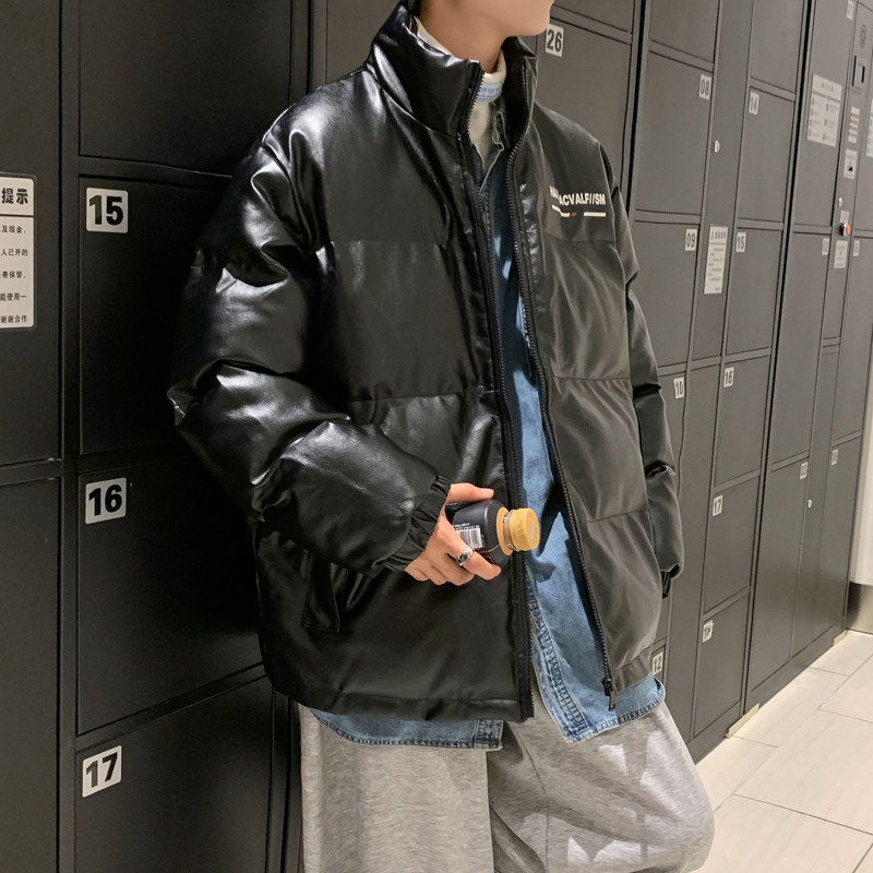 港风棉衣男PU皮棉服21年新款宽松面包服立领冬装棉袄M2102-P6105,男装棉衣,星座815-2