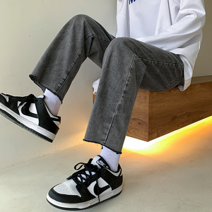 22直筒宽松毛边牛仔裤男韩版潮流裤子春夏薄款休闲九分裤G22-P38图片