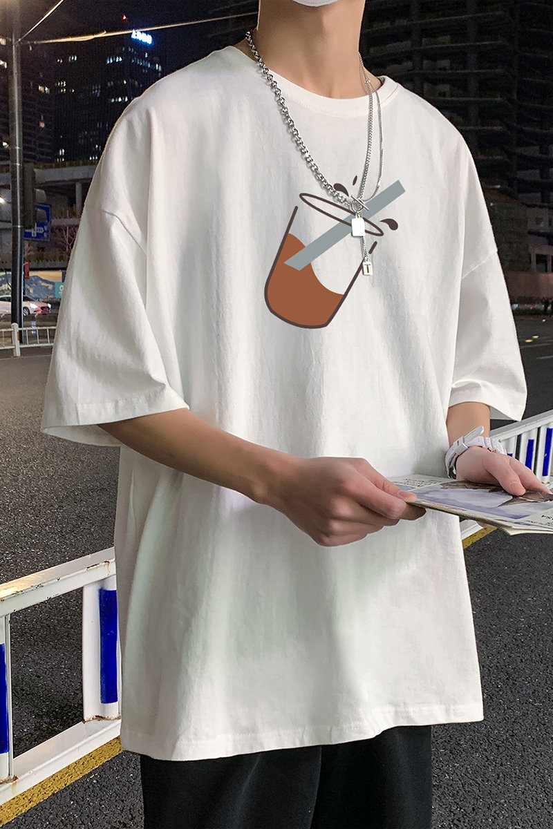 夏季新款男士百搭休闲复古印花潮大码宽松圆领短袖T恤T6602-P15,男装T恤,星座815-2