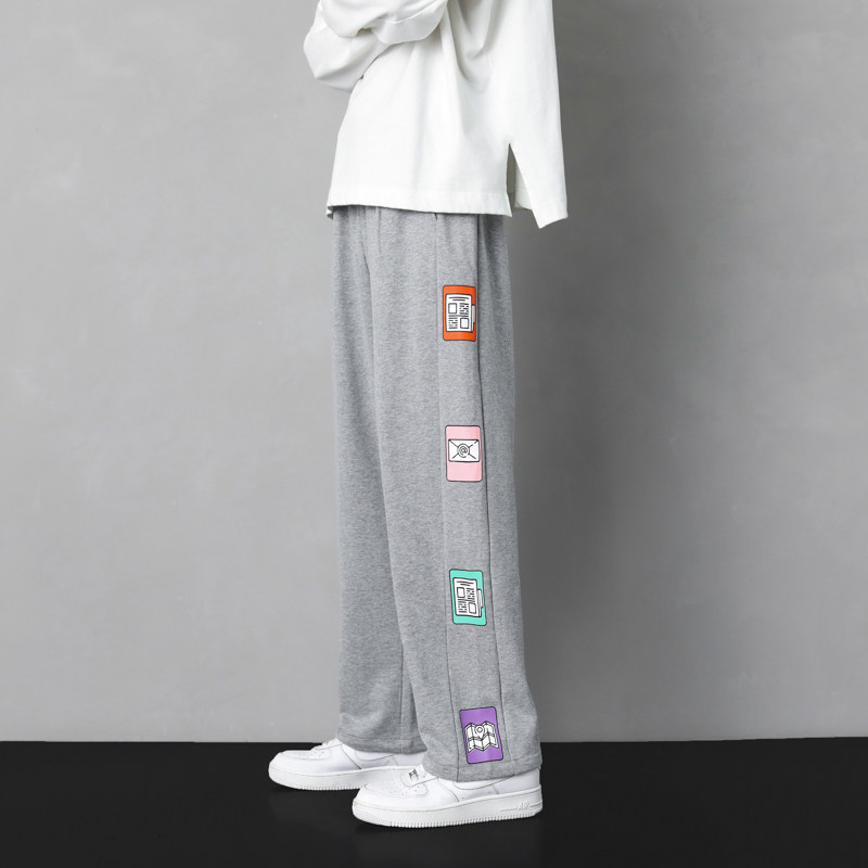 品质2023秋冬加厚拖地裤宽松百搭直筒长裤男港风K68-P35限49,男装休闲裤,星座815-2