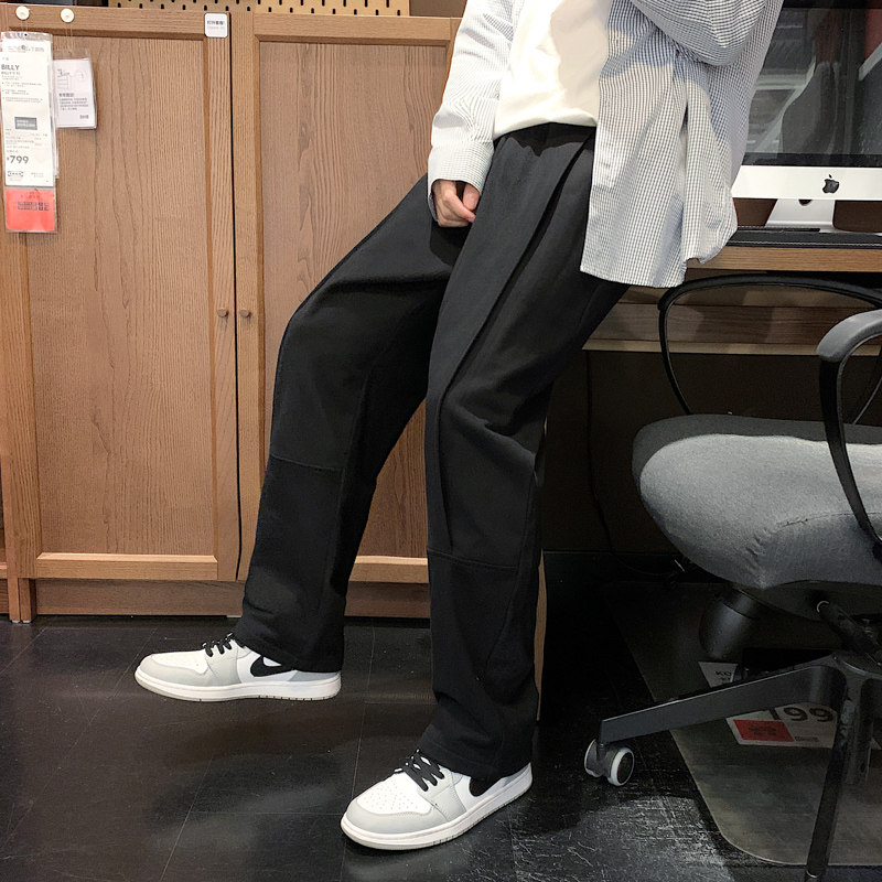 2023秋季新款男士休闲垂感宽松百搭直筒长裤男港风K59-P35限49图片