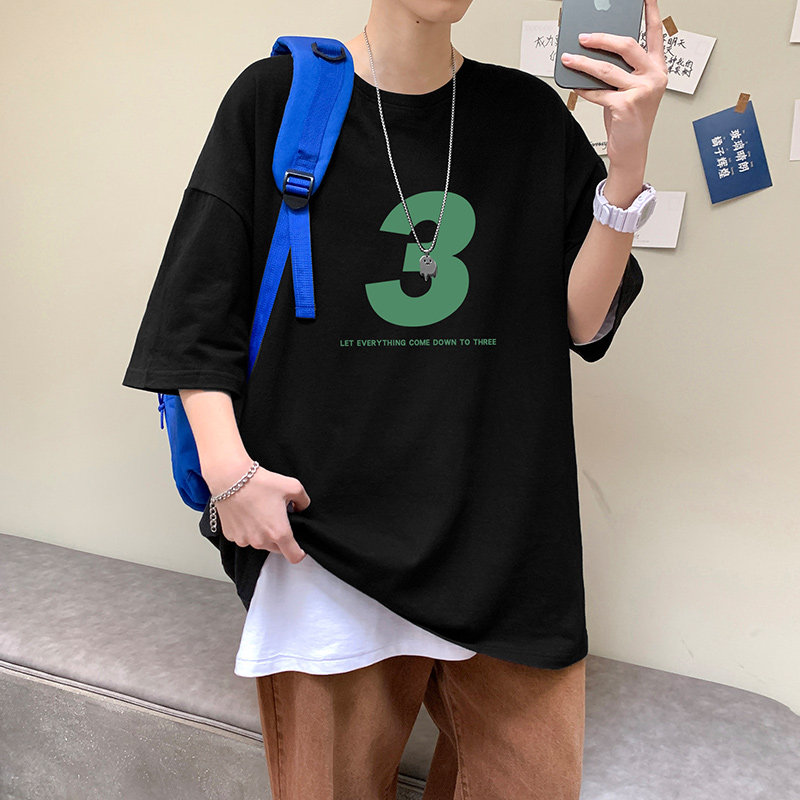 22夏季港风男士百搭休闲复古印花潮大码宽松圆领短袖T恤T6608-P15,男装T恤,星座815-2