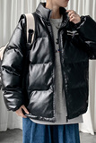 港风棉衣男PU皮棉服21年新款宽松面包服立领冬装棉袄M2102-P6105，男装棉衣，星座815-2