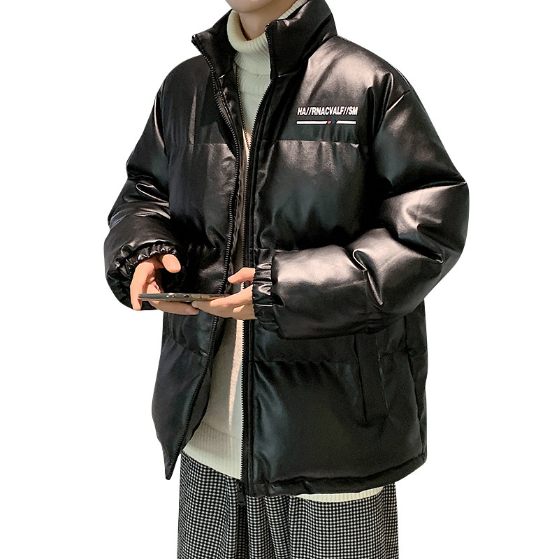港风棉衣男PU皮棉服21年新款宽松面包服立领冬装棉袄M2102-P105,男装棉衣,星座815-2