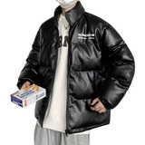 港风棉衣男PU皮棉服21年新款宽松面包服立领冬装棉袄M2102-P6105，男装棉衣，星座815-2