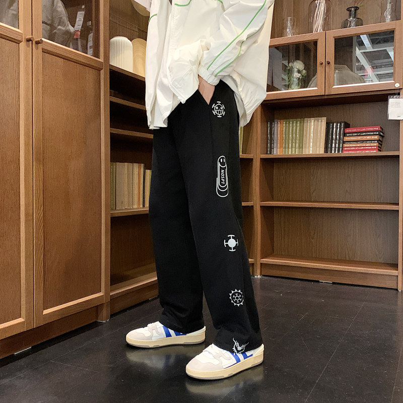 2023秋季新款男士休闲垂感宽松百搭直筒长裤男港风K65-P35限49,男装休闲裤,星座815-2
