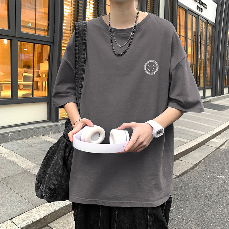 22夏季港风男士百搭休闲复古印花潮大码宽松圆领短袖T恤T6613-P15,男装T恤,星座815-2