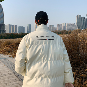 港风棉衣男PU皮棉服21年新款宽松面包服立领冬装棉袄M2102-P6105图片