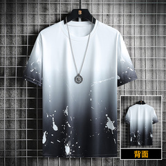 夏裝新款寬鬆街頭情侶扎染漸變男女潮流短袖恤