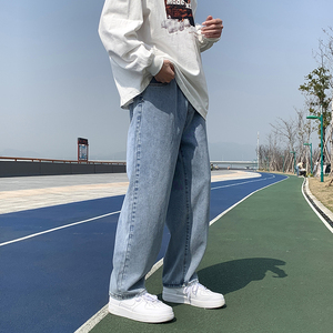 2024春直筒牛仔裤男港风潮流百搭水洗阔腿宽松休闲长裤 N72- P40图片