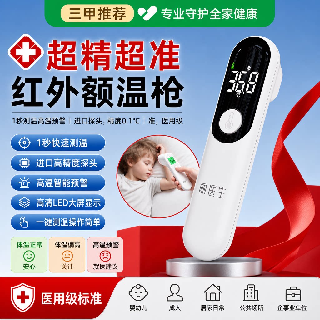 婴儿电子体温枪额耳温枪医用家用图片