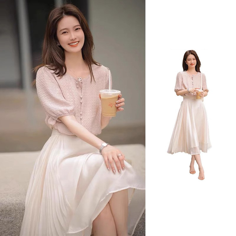 2026夏季潮牌胖MM今年流行漂亮小香风绝美连衣裙遮肉显瘦两件套装