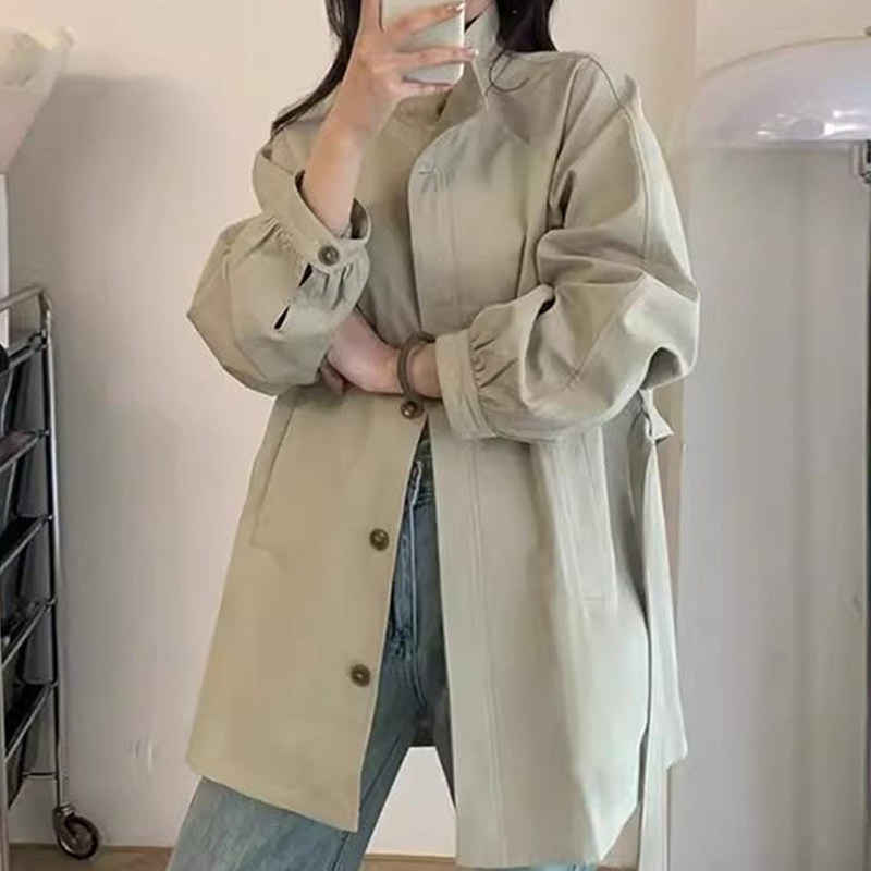 潮牌短款风衣外套女2026年春秋季新款小个子单排扣韩系大衣高级感