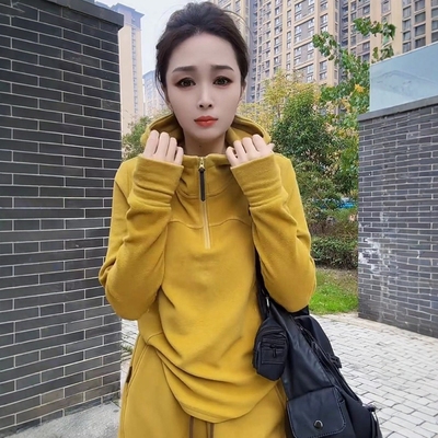 梦伊甸欧货时尚减龄沙姜黄帽衫