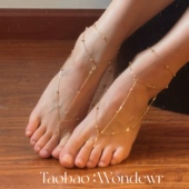 美丽女士从头精致到脚链女士性感足链脚环足控情侣金色潮流高跟鞋