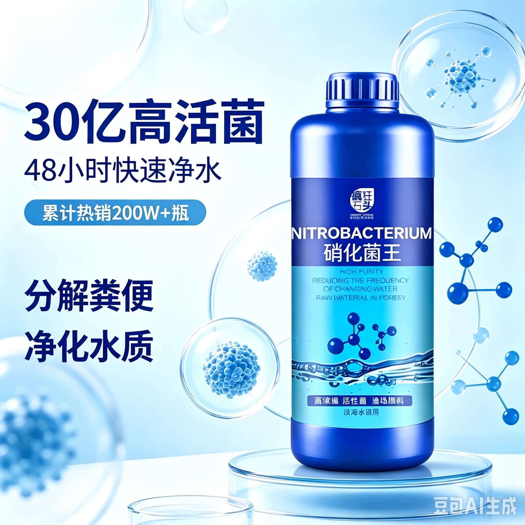 疯狂石头硝化细菌鱼缸专用水质净化净水剂稳定剂分解鱼粪消化活菌