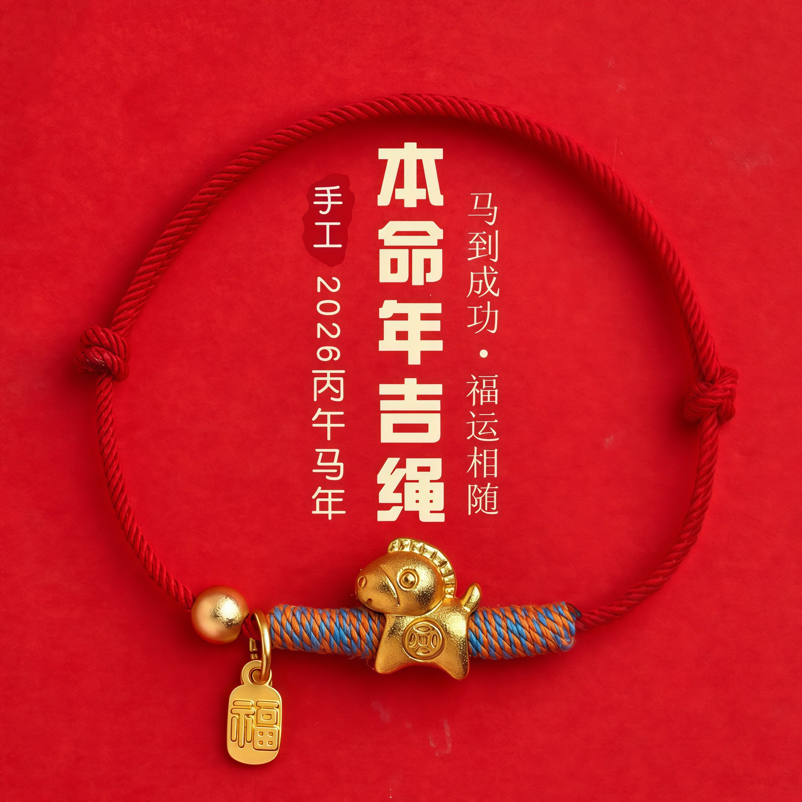 2026年马年本命年红绳手链男女金刚结好运红绳礼物绳