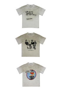 24SS标语人像印花Vintage磨毛喷污做旧水洗短袖 life 合集 for Set