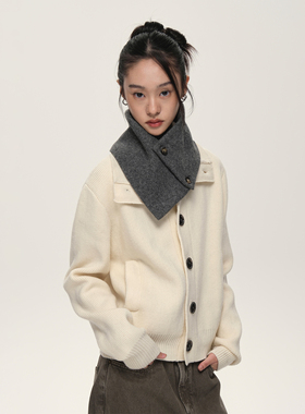 Set for life24FW六色多形态纽扣围脖羊毛混纺围巾叠穿披肩