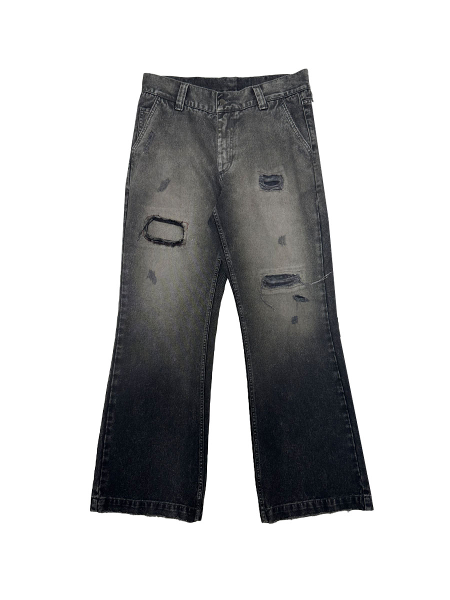 Set for life 24FW定织染色烟灰落色贴布破坏牛仔裤