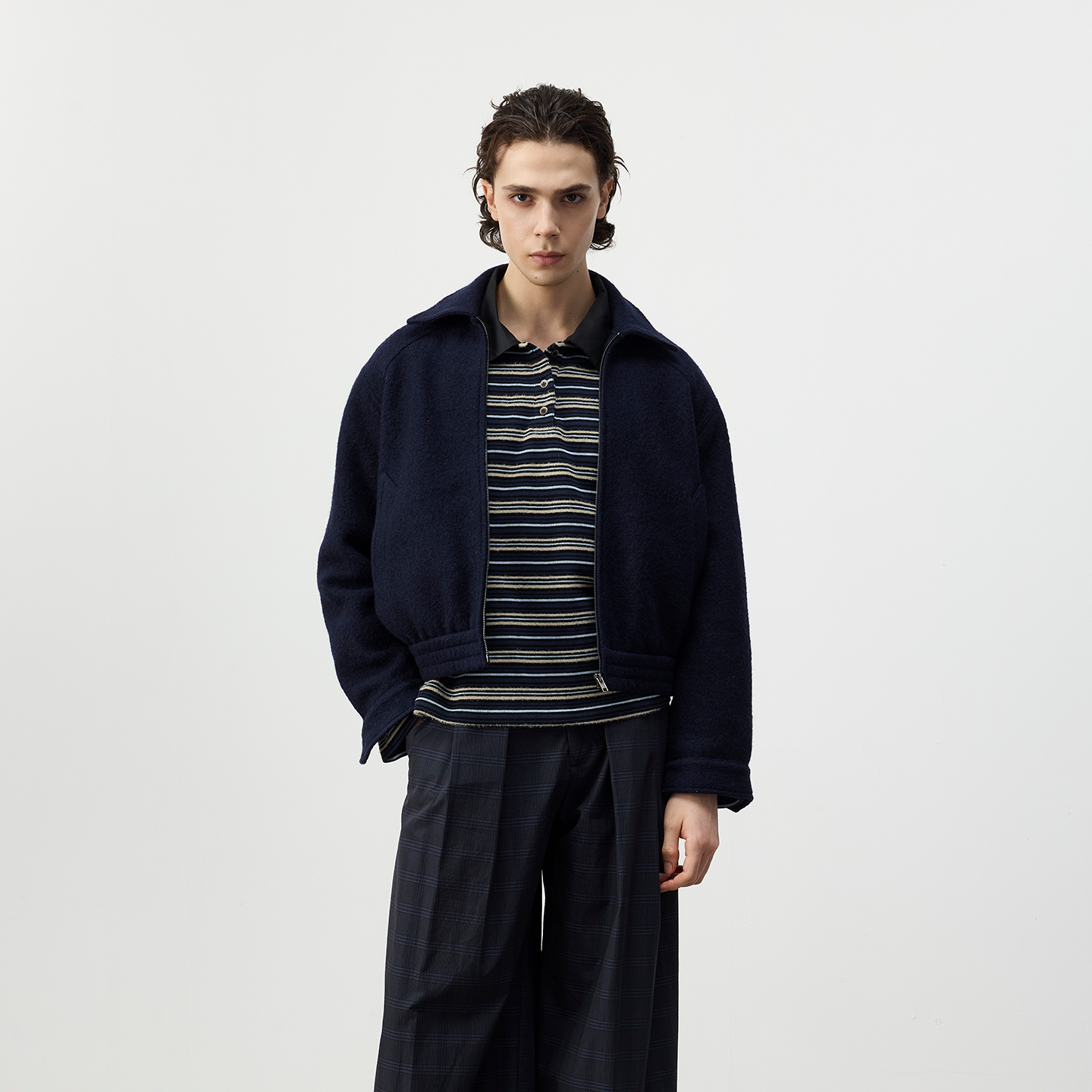 Set for life 25FW 100%羊毛圈形肌理感挺阔感短宽夹克外套