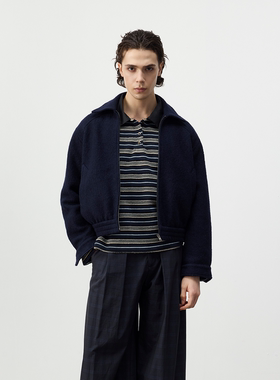 Set for life 25FW 100%羊毛圈形肌理感挺阔感短宽夹克外套