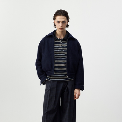 Set for life 25FW 100%羊毛圈形肌理感挺阔感短宽夹克外套