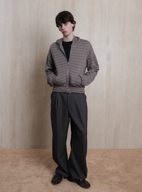 Set for life 25FW 天丝羊毛醋酸混纺双层错位三口袋直筒微阔西裤