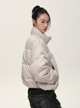 Set for life 23AW90白鸭绒立领黑灰双色短宽Boxy版型羽绒服夹克