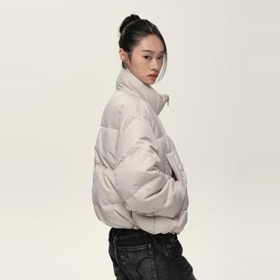 23AW90白鸭绒立领黑灰双色短宽Boxy版 life 型羽绒服夹克 for Set