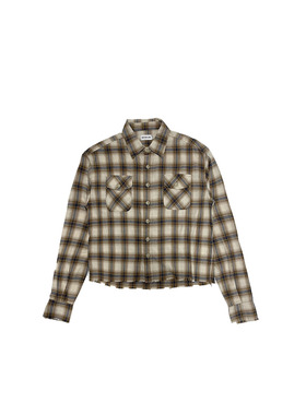 Set for life 24SS 复古手工拉须流苏短宽版型薄款纯棉格纹衬衫