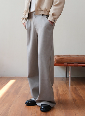 Set for life 25FW TR混纺标识缝线阔腿直筒西裤