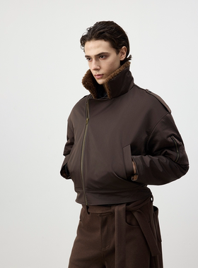 Set for life 25FW尼龙立领斜拉毛里风衣Boomber