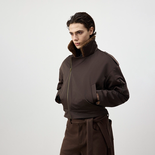 25FW尼龙立领斜拉毛里风衣Boomber life Set for